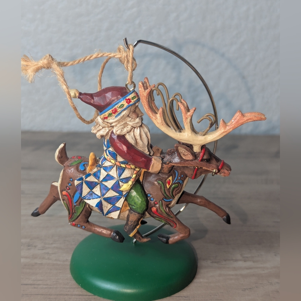Jim Shore Christmas Santa Did Ride  Reindeer Ornament Heartwood Creek 2006